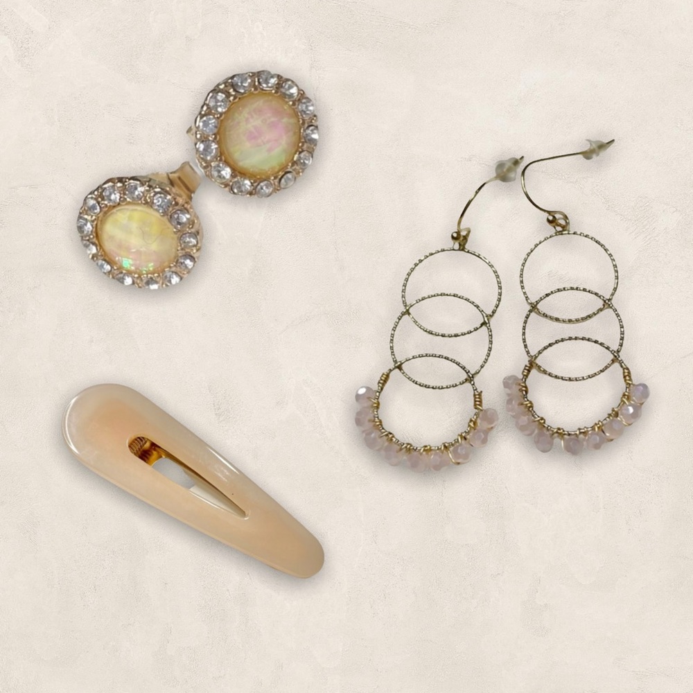 Halo Druzy Crystal Studs Circle Drop Crystal Dangle Earrings Acrylic Clip Set
